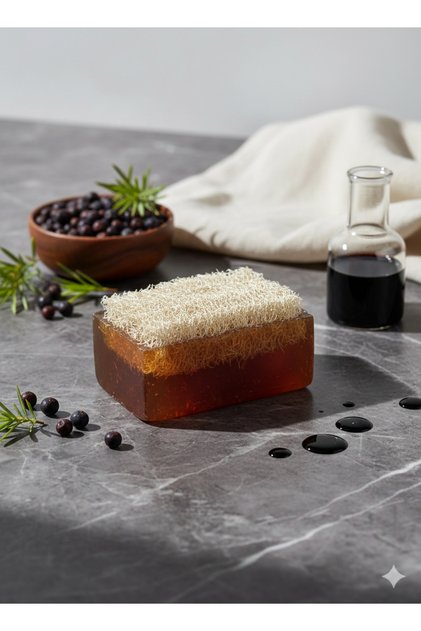 Natural Pumpkin Fiber Juniper Tar Soap - Effective for Anti-Ingrown Hairs, Cellulite, and Strawberry Legs, with Exfoliating Effect