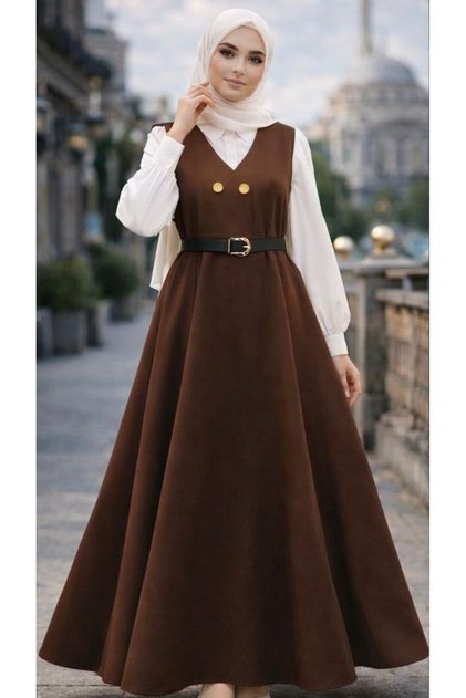 Women's Hijab Shirt Double Set Long Dress and Shirt Combination