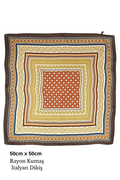 Women's Bandana Scarf Floral Patterned Rayon Fabric Italian Stitched Neck Scarf Hair Bandana 50X50Cm