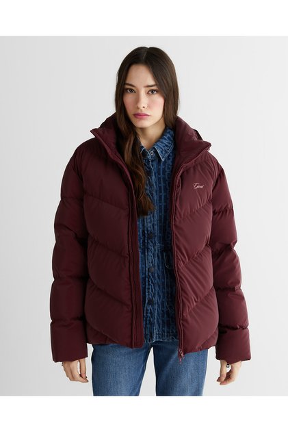 Kadın Bordo Regular Fit Fermuarlı Mont