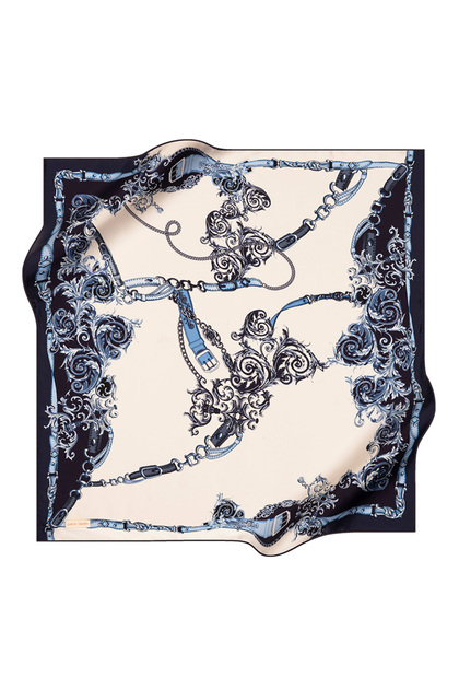 Blue 90X90 Silk Crepe Satin Scarf