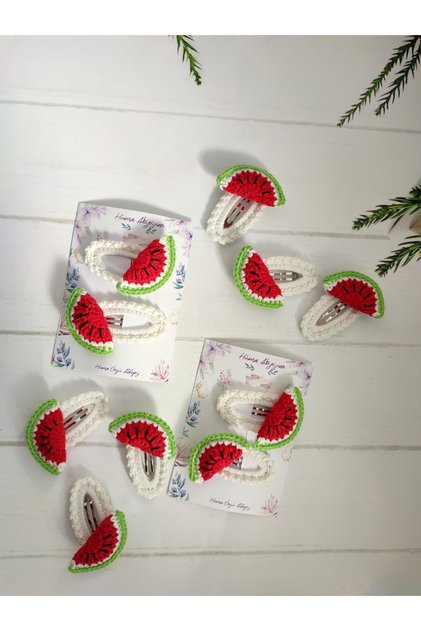 Hand Knitted Watermelon Children's Buckle Gift (2 Pieces)