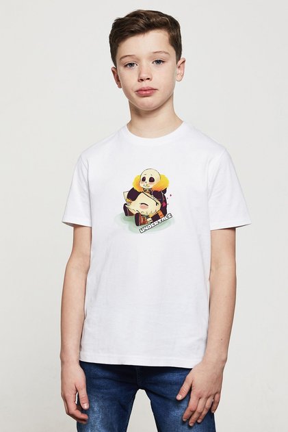 Children's White Undertale Sans Os Printed T-shirt