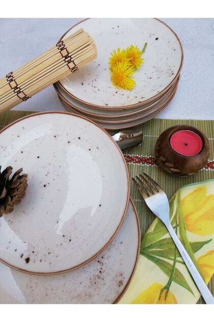 Tulü Porselen Reaktif 46 Krem Pasta Tabağı Takımı - Fiyatı, Yorumları