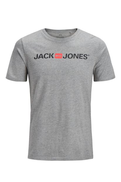 Jack & Jones 12137126 Jjecorp Logo Tee Ss Crew Neck Noos Erkek T-shirt Light Grey Melange/slım Fıt - 6