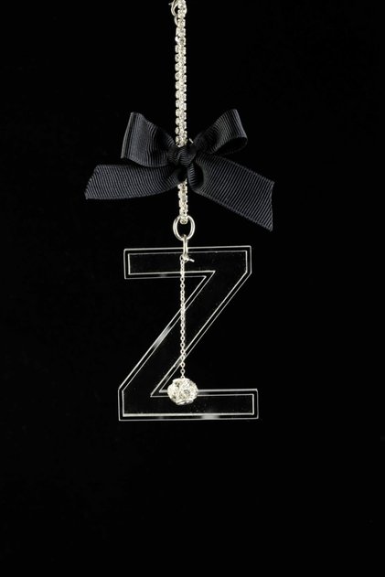Silver Transparent Rearview Ornament Z Letter