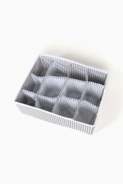 12-Compartment Double Drawer Organizer - Grey - White