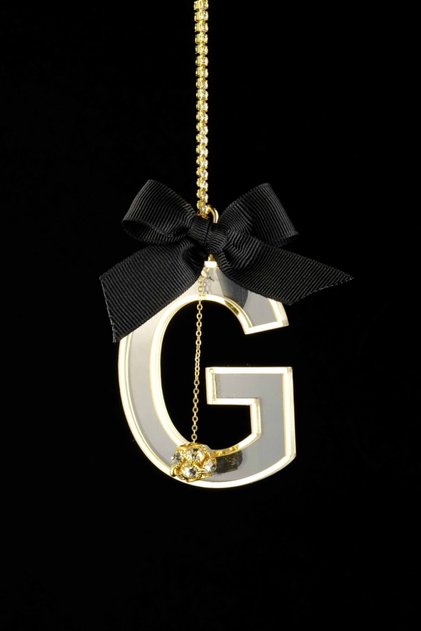 Gold Transparent Rearview Ornament Letter G