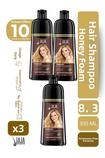 Honey Foam Hair Pigment Shampoo 8.3 | 300 ml X 3 Pieces & Contains Vitamins