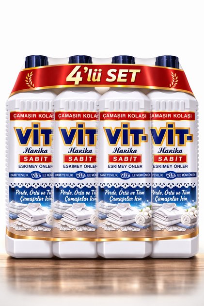 Vit Çamaşır Kolası 500 Ml 4 Adet Perde Örtü ve Tüm Çamaşırlarda Eskimeyi Önler