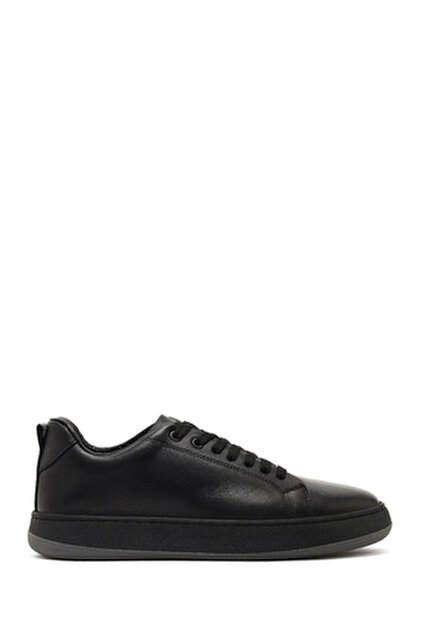 Derimod Erkek Siyah Bağcıklı Hakiki Deri Sneaker,Kışlık Spor
