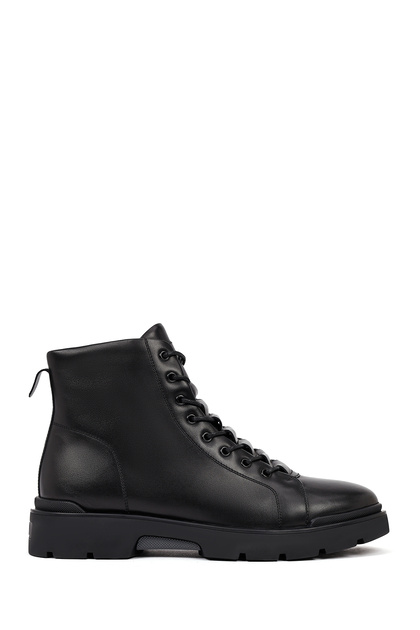 Men's Black Zippered Leather Casual Boots 25Wfd695818