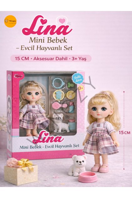 Oyuncak Lina Bebek, 15 cm Aksesuarlı Bebek Set, Kız Çocukları İçin Hediye
