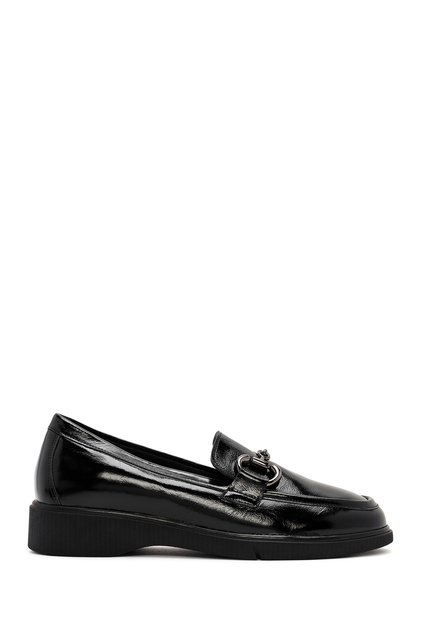 Women's Black Buckle Patent Leather Genuine Leather Comfort Loafer, Winter Shoes 25Afd410216