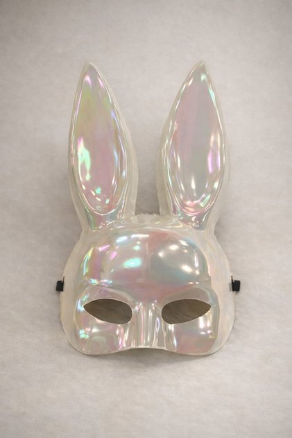 İnci Parlak Tavşan Kulaklı Maske – Hologram Tavşan Maske Parti & Kostüm Aksesuar
