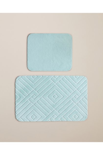 Twillow Non-Slip Base Bath Mat Set 60X80 cm + 40X60 cm Light Blue