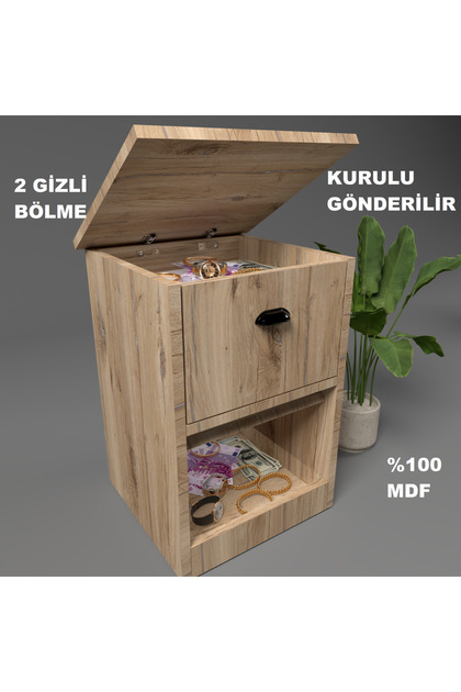 İKİ GİZLİ BÖLMELİ MDF KOMODİN,KURULU GÖNDERİLİR,MONTAJA GEREK YOK