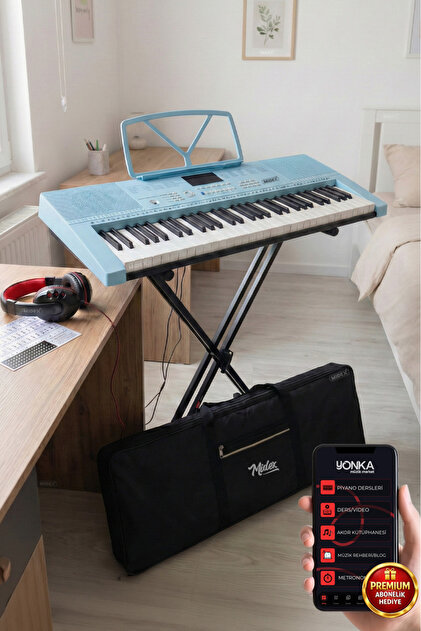 Midex PS-2300BL-PAK 61 Tuşlu Org Stand Kulaklık Mavi Başlangıç