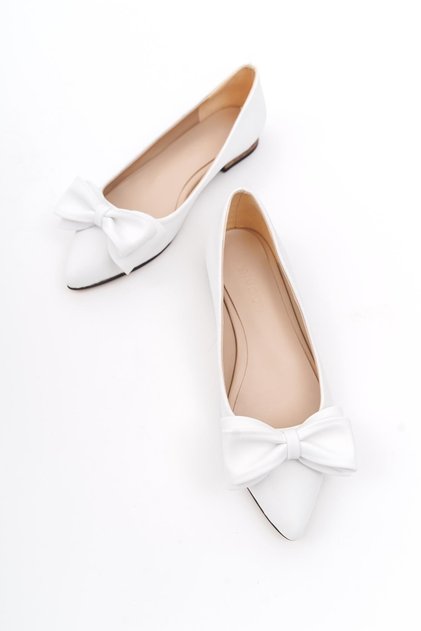 Naom Double Bow Short Heeled (1.5 cm) Pointed Toe Daily Ballerinas