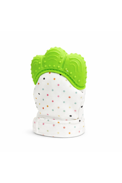 Green baby teething gloves