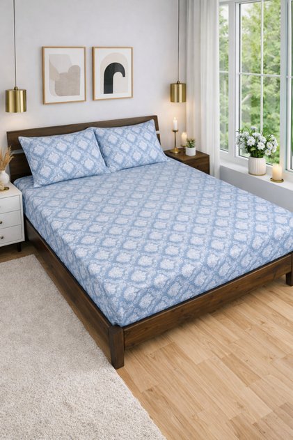 طقم ملاءات مرتبطة بنقوش 100 × 200 سم + 1 غطاء وسادة مقاس 50 × 70 سم