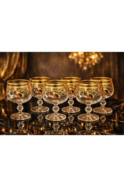 Tassel Crystal 6 Pieces of Handcrafted Real Gold Coffee Side Water 250 Cc