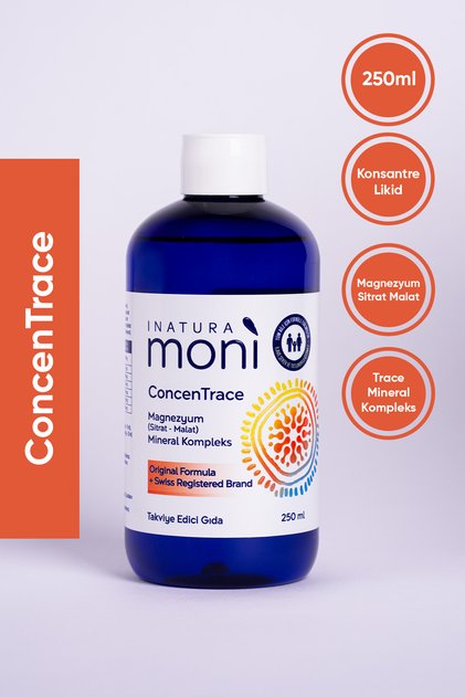 MONİ CONCENTRACE 250 ML Sıvı Magnezyum Sitrat-Malat, Çinko, Selenyum, Bakır, Molibden, Krom, Manganez