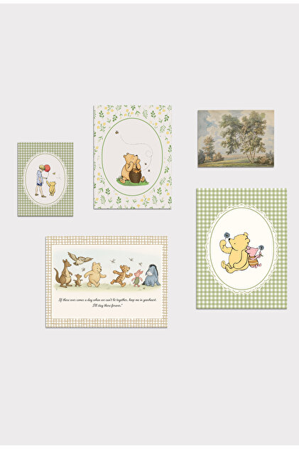 Kids Vintage Winnie the Pooh Poster Seti – 5 Parça Çerçevesiz