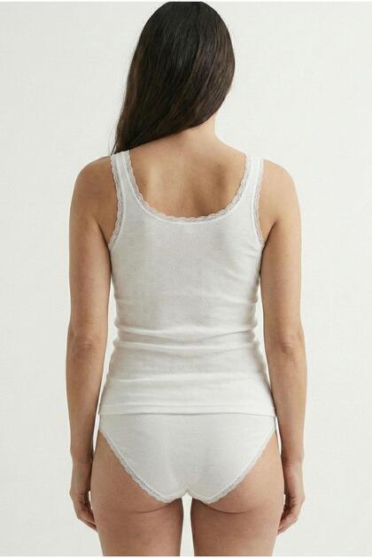 White Wide Strap Thin Lace Jacquard Heart Tank Top