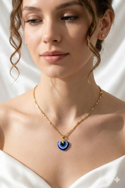 Evil Eye Rainbow Handmade Murano Glass Chain Necklace Blue