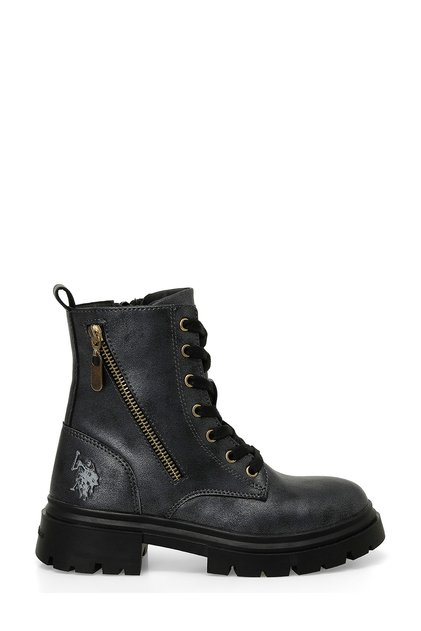 Hally 4Pr Black Girl's Biker Boots