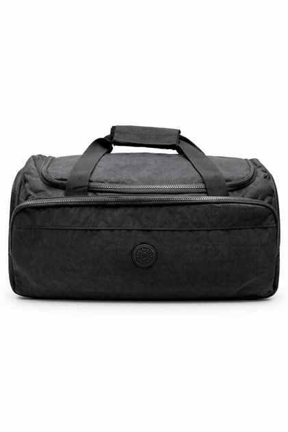 Black Unisex Long Strap Crinkle Fabric Sports & Travel Bag