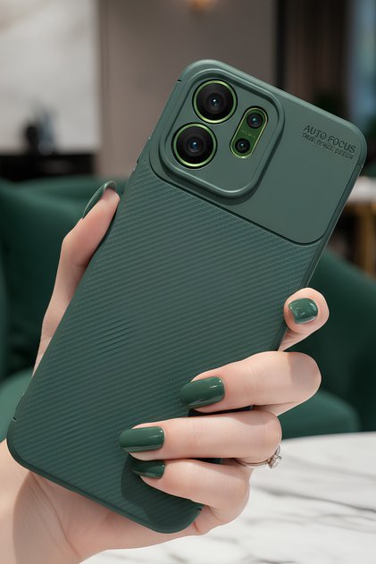 Oppo Reno 14F Kılıf Kamera Korumalı Darbe Emici Karbon Fiber Desenli Renk Atmaz Silikon Kapak