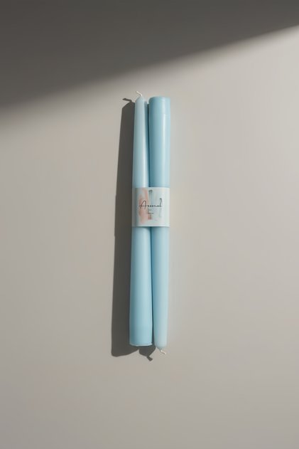 Şamdan Mumu | 25 cm | Turkuaz | Konik | 2'li Set | Renkli
