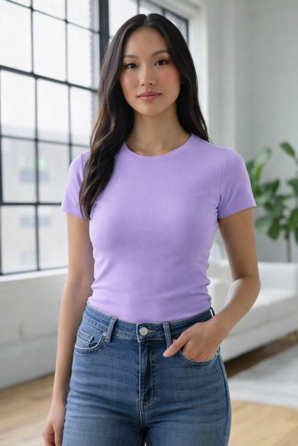 Kadın T-shirt Vücuda Oturan Crop