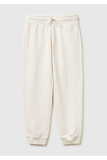 Girl's Ecru Logo Sweatpants