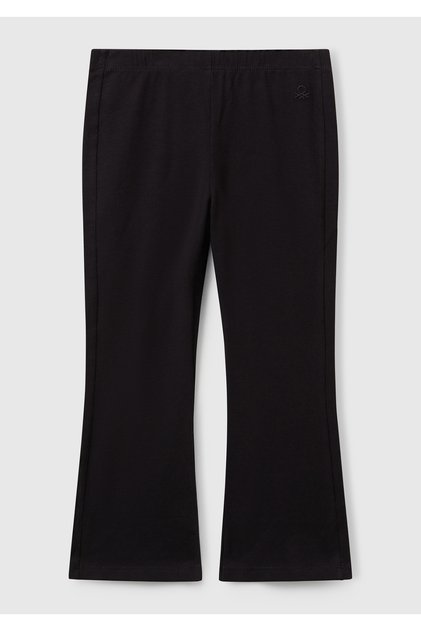 Girl's Black Logo Detailed Flare Leggings
