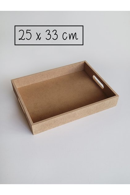 Ahşap, Ham Mdf, Boyanabilir Dikdörtgen Tepsi, 25 X 33 Cm