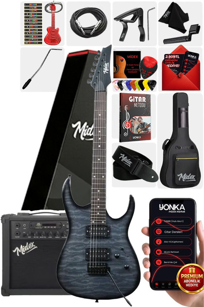 Midex Crade-25AMP Grey Rosewood Super Strat Kasa HH Yüksek
