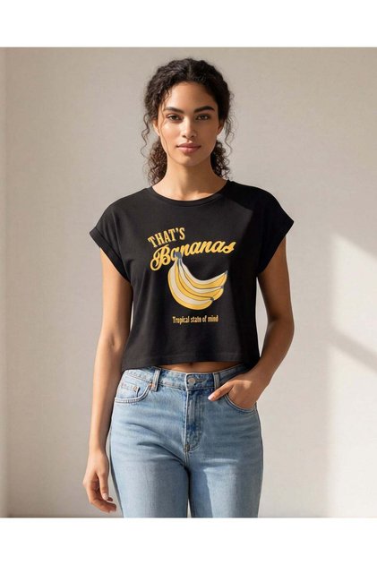 Women Black Printed T-Shirt