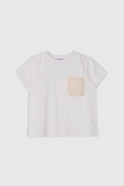 Girl's Sequined Short Sleeve Powder T-Shirt