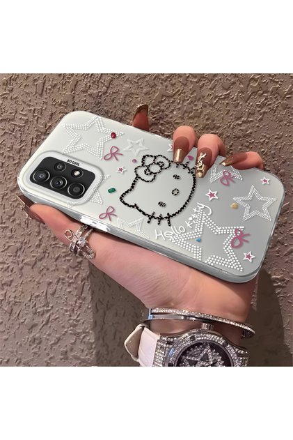 Silicone Edge Hard Back Phone Case Compatible with Samsung Galaxy A52 5g Kitty Pattern