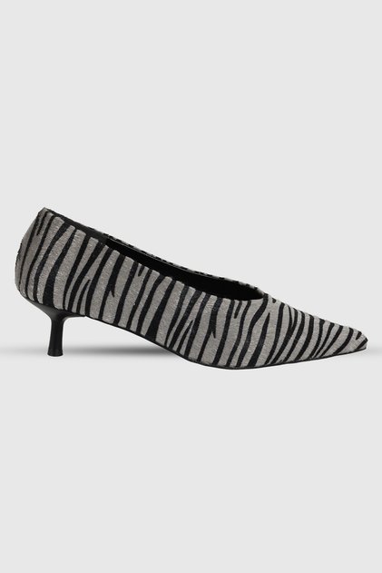 Clara Black Gray Patterned Pointed Toe Women's Stiletto