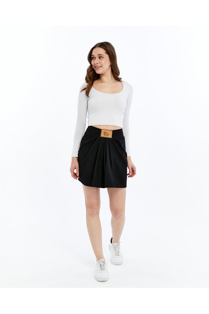 Women's Leather Plate-Detail Pleated Mini Skirt – New Season