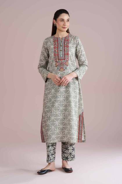 2 Piece - Printed Embroidered Suit - PE 26-250