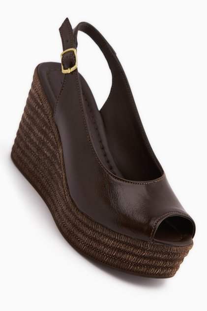 Caty Brown Wedge Heel Women's Sandals