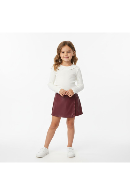 Girl's Leather Look Shorts Skirt