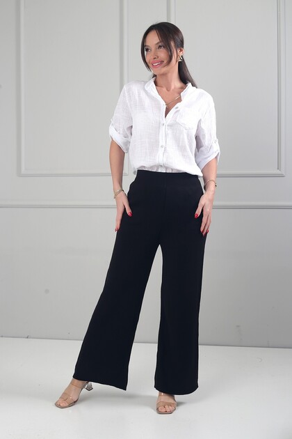 Women's Elastic Waist Palazzo Knitwear Trousers