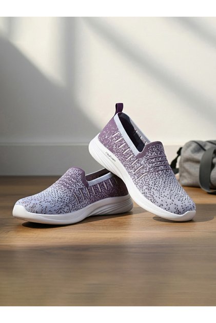 Grey Textured Slip On Sneakers