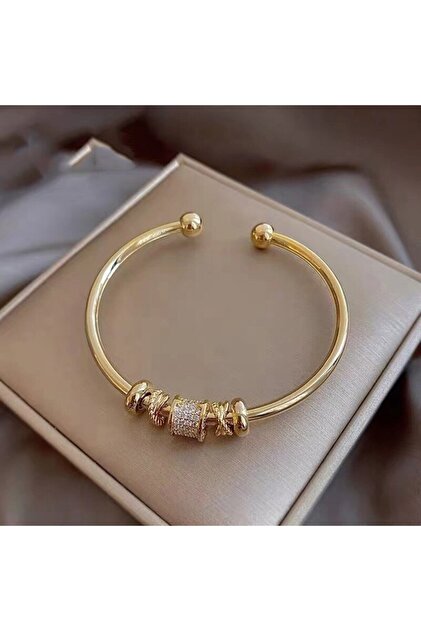 Gold Gold Plated Cuff Bangle Copper Material Cubic Zircon Stone Rhodium Plated Size Adjustable Cuff